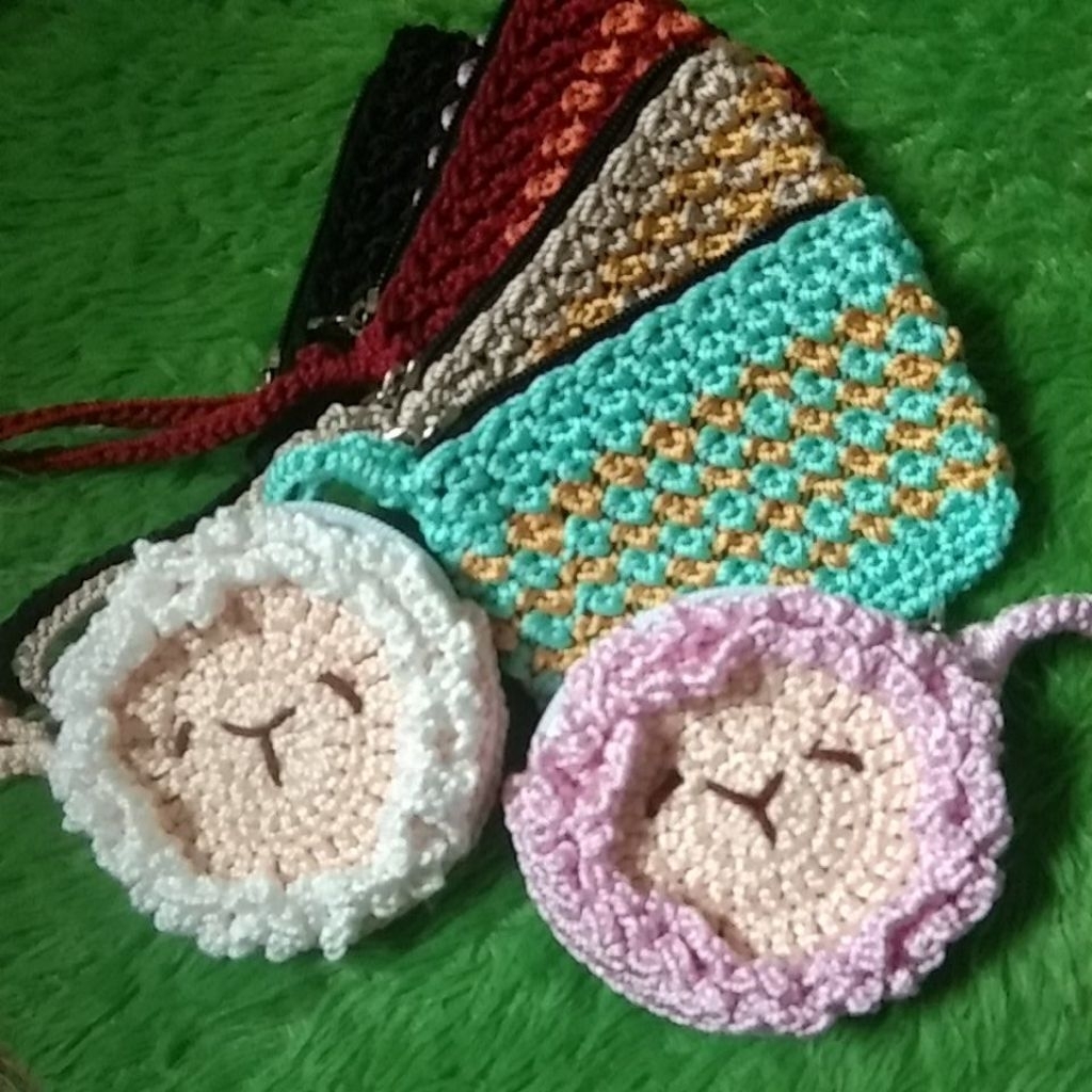 dompet koin  rajut/ dompet koin rajut lucu/ dompet mini/ dompet rajut karakterr