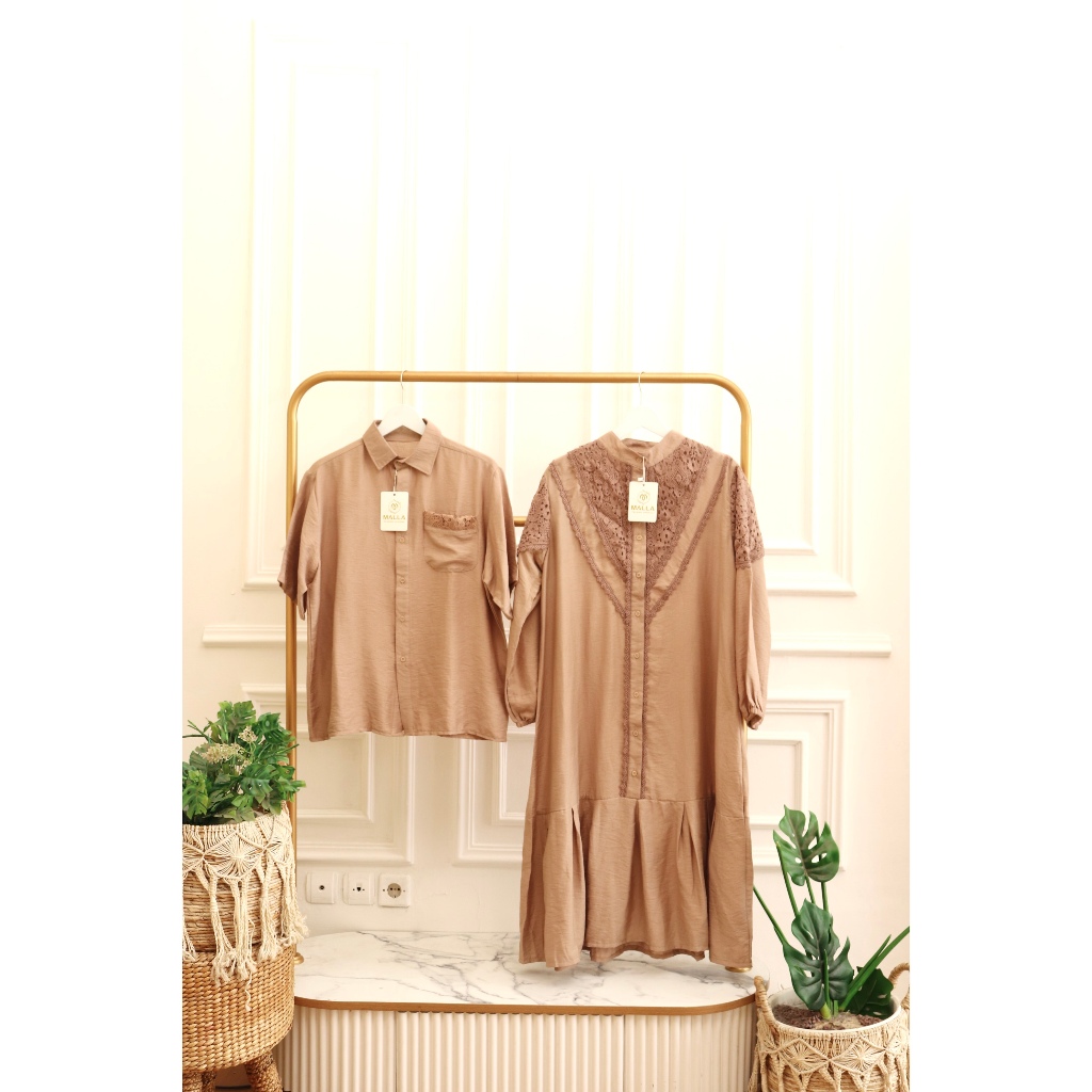 MADAMEMALLA Adistya PO 1318 Midi Gamis Couple Kemeja Terbaru Fashion Muslim Keluarga
