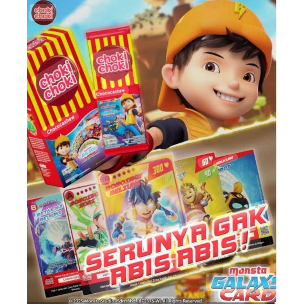 Choki Choki Boboiboy Monsta Galaxy Card 1 Kotak Isi 10 pcs Kartu