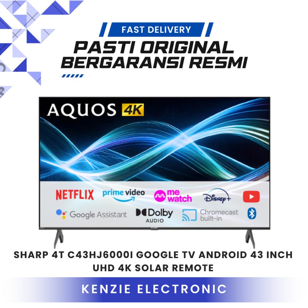 Google TV Android 43 Inch Sharp 4T C43HJ6000I UHD 4K Solar Remote TV Sharp 43 Inch