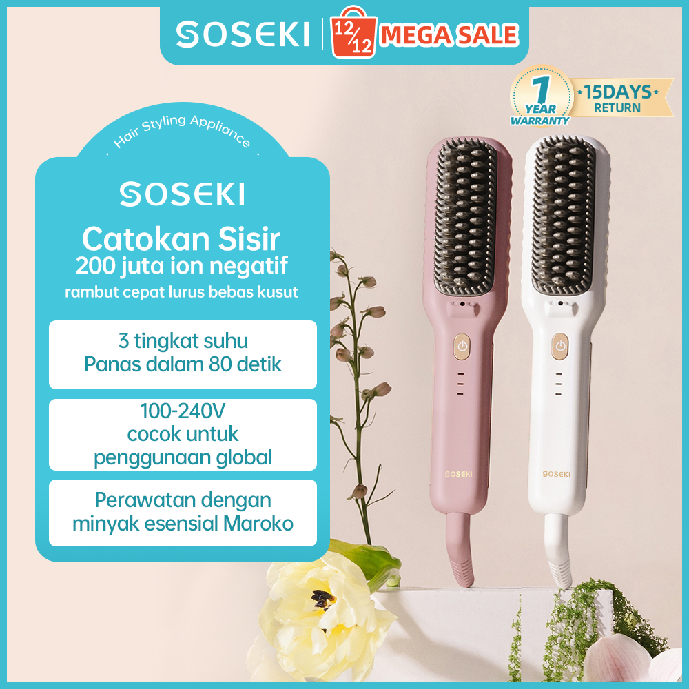 SOSEKI Sisir Catokan Pelurus Rambut 3 Tingkat Suhu / 170g Catokan Mini Ringan / Tegangan Global 100-