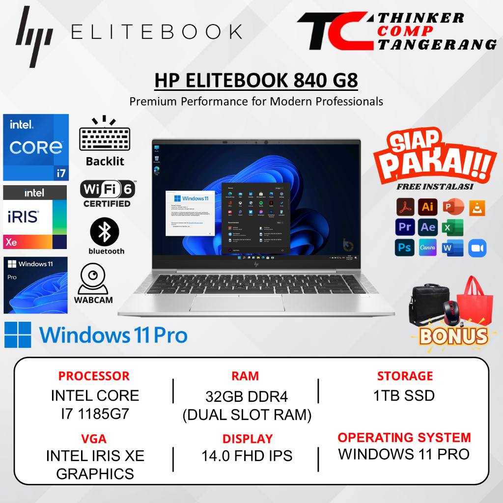 Laptop HP Elitebook 840 G8 i7 Gen 11 | 32GB 1TB SSD | 14" FHD IPS - Business Premium Laptop