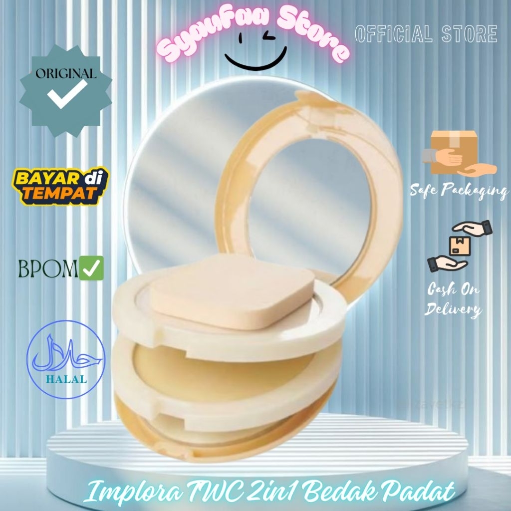 Implora 3in1 Bedak padat + cushion || bedak Padat Two way Cake Implora 3in1