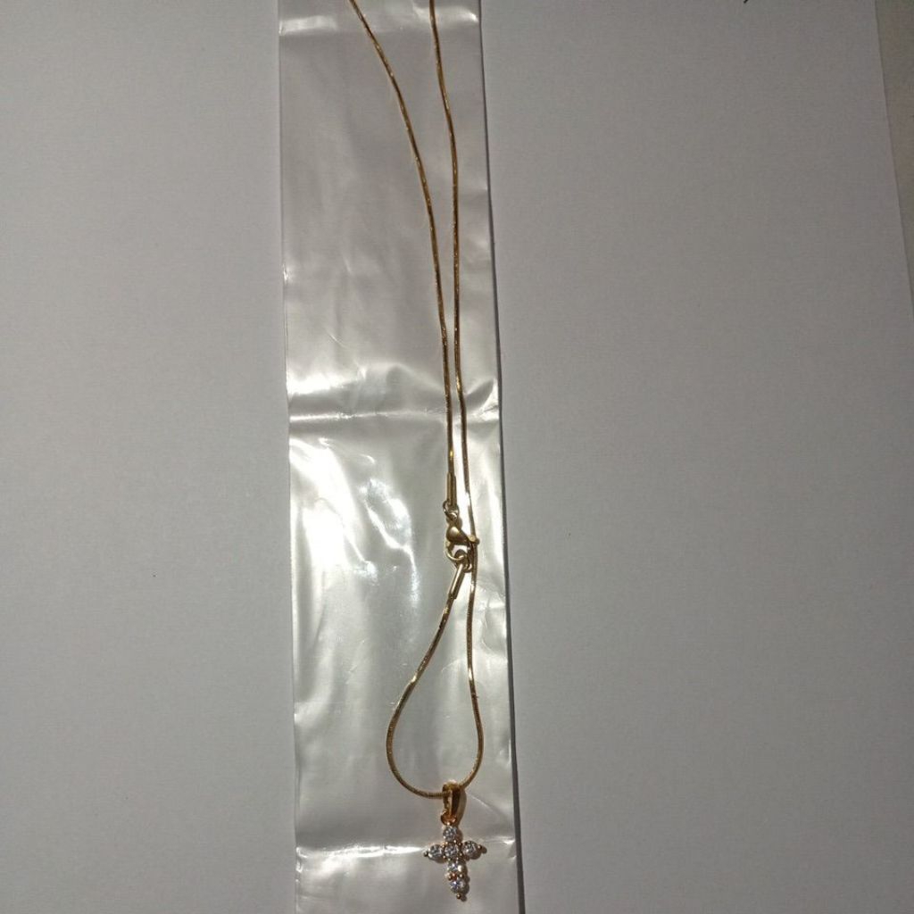 Kalung Salib Permata Titanium Asli Anti karat