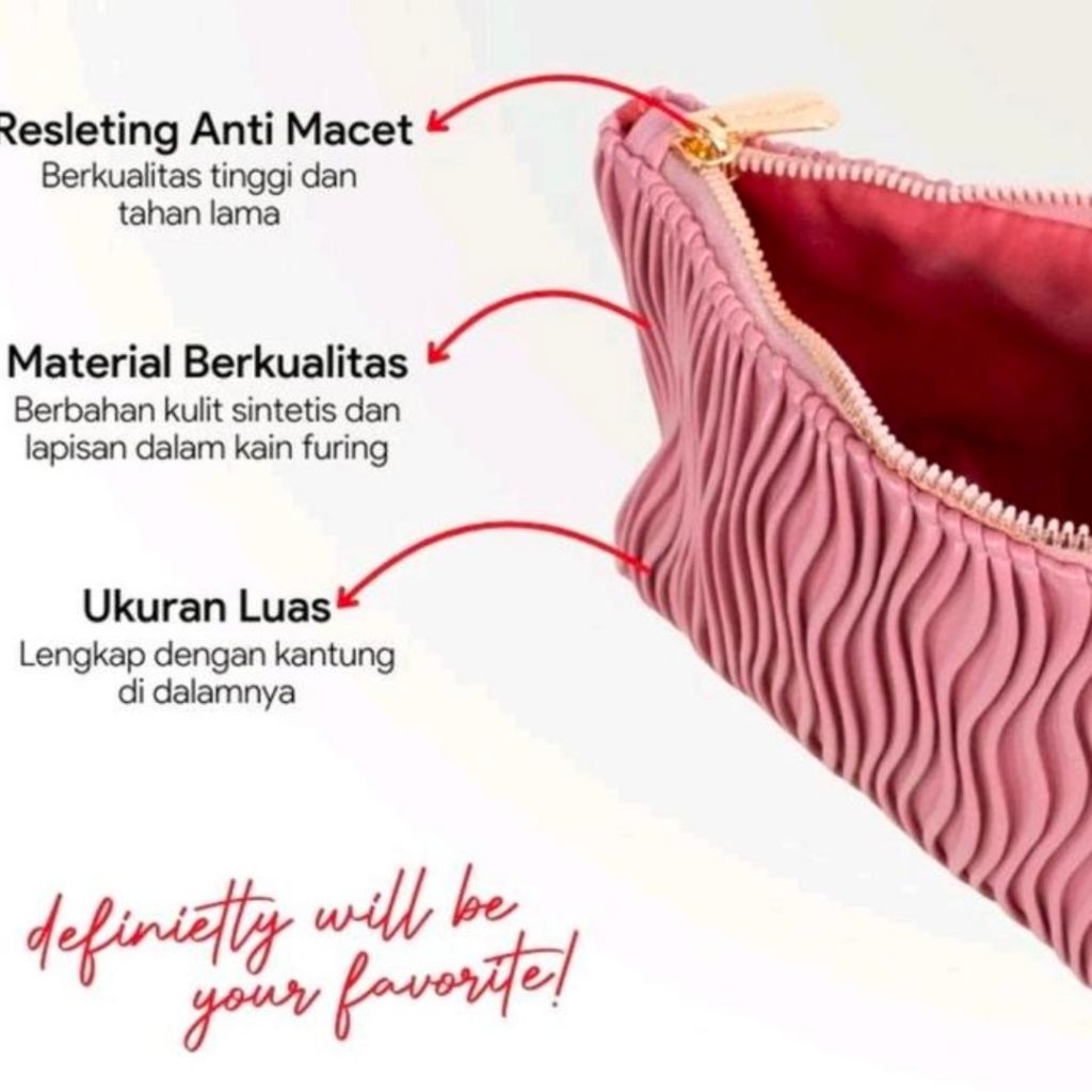 Sonia Miller Pouch 0325-3 Pink Wavy Texture Makeup Pouch