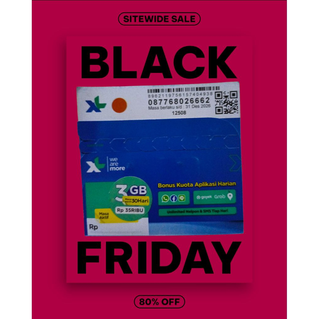 nomor cinta XL isi kuota 3gb 77 680 26662