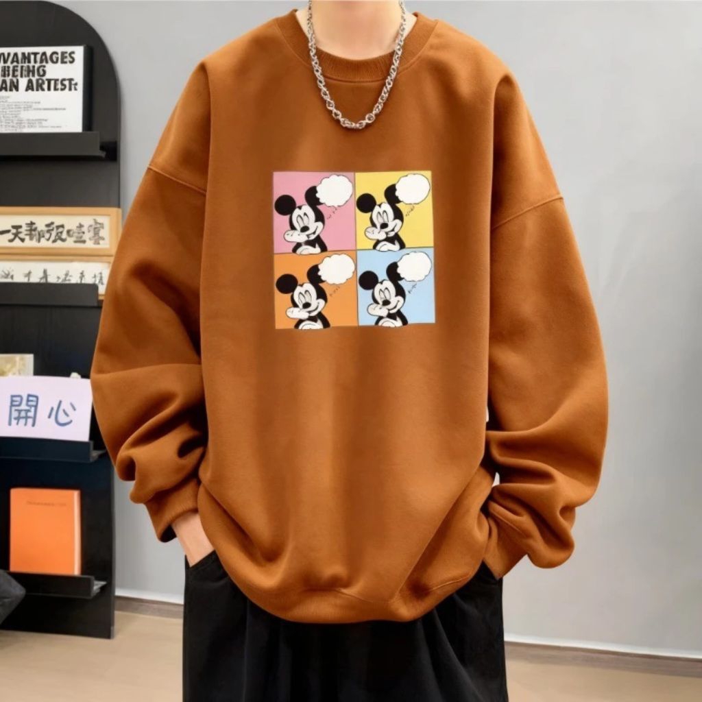 Lestary Clothing Store - [ S - 6XL ] Sweater Unisex Oversize Kartun MINNIE Warna Coklat Susu Kekinia