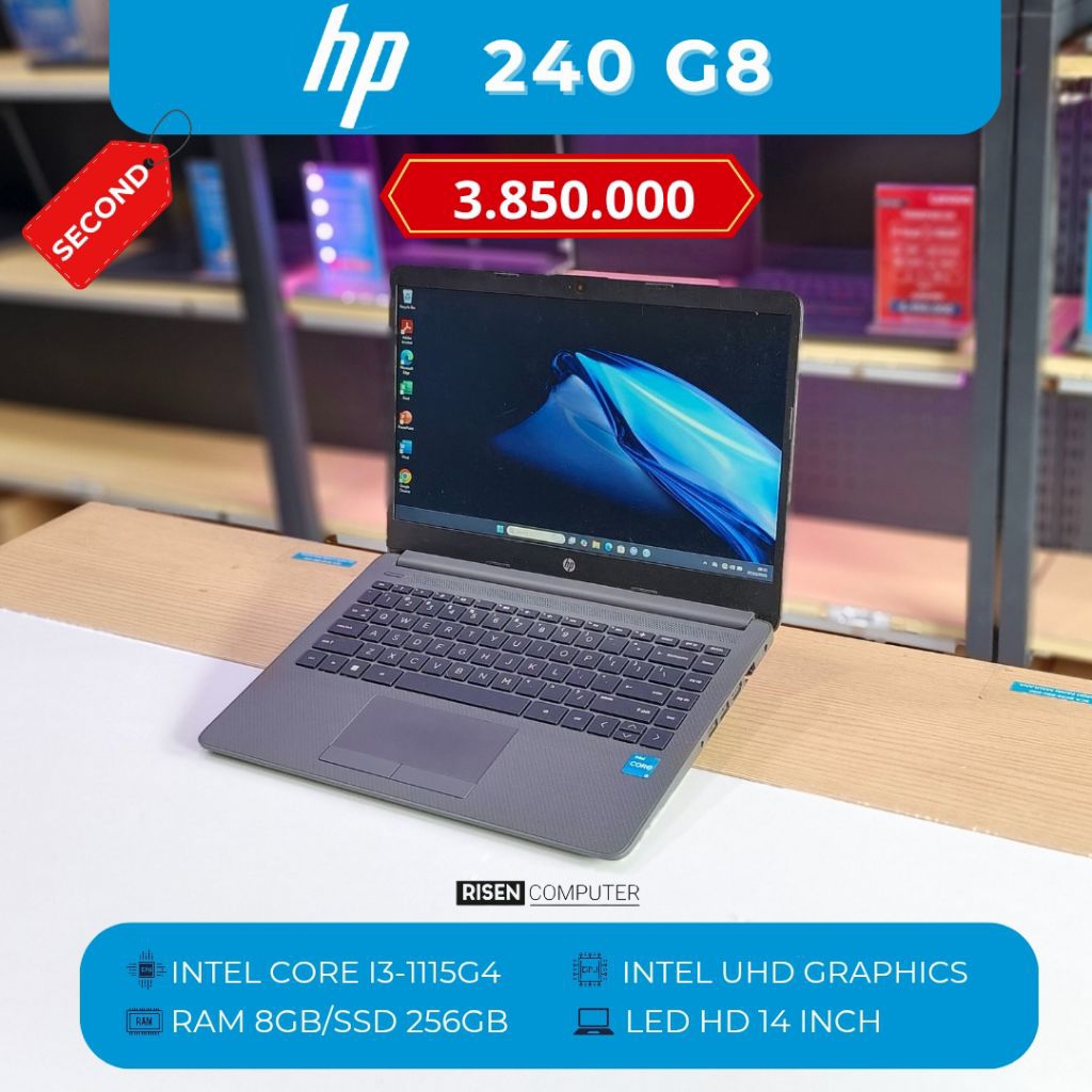 HP 240-G8 Intel Core I3-1115G4 RAM 8GB SSD 256GB HD 14inch Notebook Second Bekas Laptop