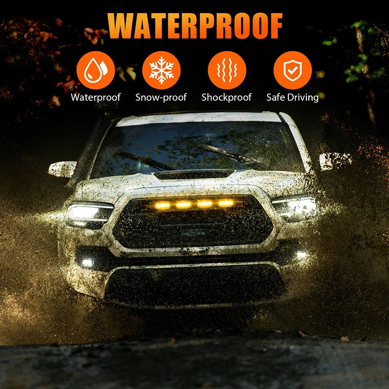 Lampu LED Grille Amber Mobil | DRL Super Terang Waterproof – Tampilan Raptor Offroad