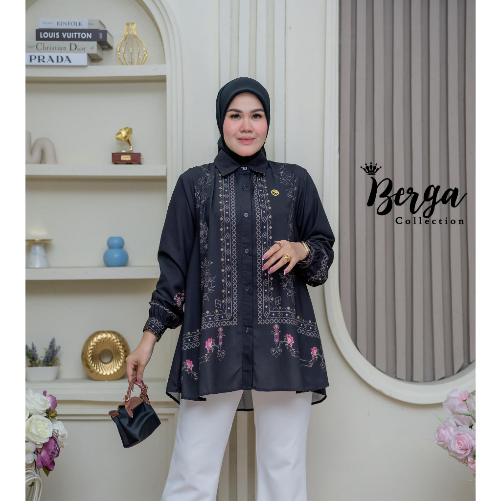 Berga blouse tunik motif printing bunga floral terbaru Deska by Berga Collection