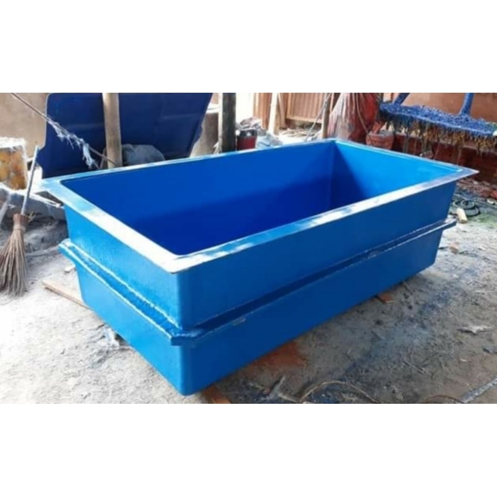 Fiberglass Ukuran 200 x 100 x 65 dengan Tulang Penguat/Penampungan Air/Bak Ikan/Bak Fiber/Fiber Glas
