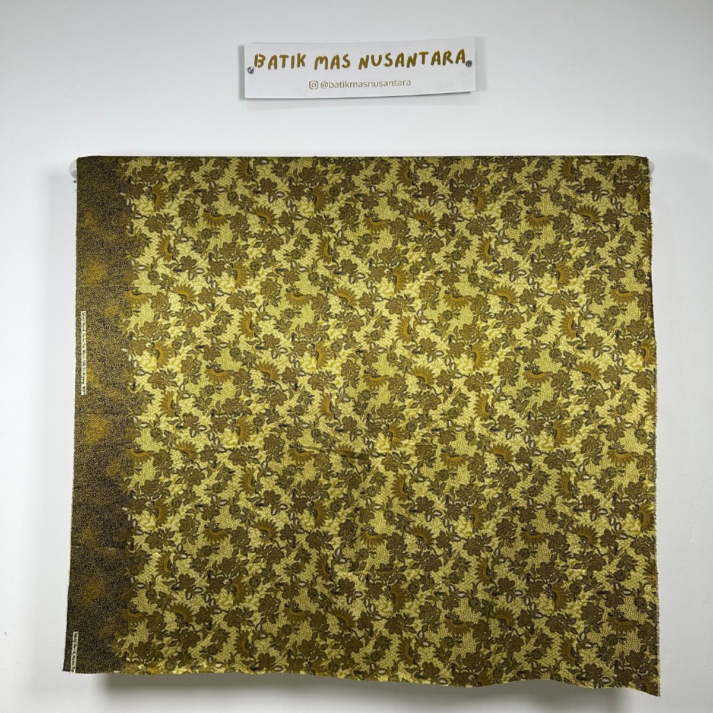 Kain Batik Premium Silk Motif Kembang Sebar Floral Pesisir Sogan Modern Warna Hijau Daun ( Per Meter