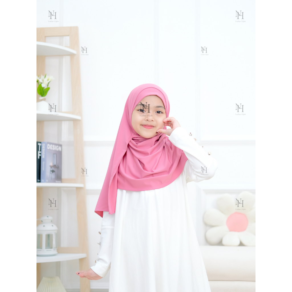 HIjab Pashmina Instan anak 2 in 1,Hijab Pashmina instan anak 6-13 Tahun
