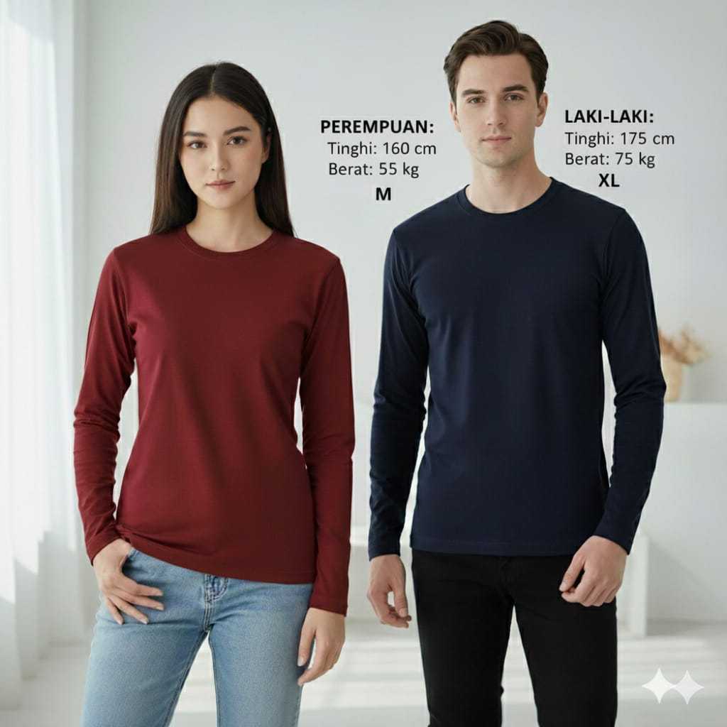 Kaos polos lengan panjang Kaos polos pria dan wanita lengan panjang Kaos polos panjang