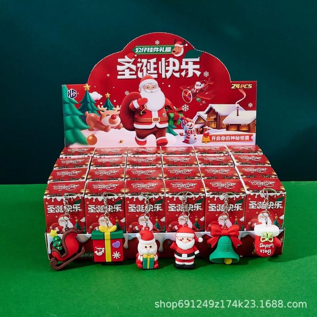 1 pc Christmas blindbox / mistery keychain Natal / kado gantungan kunci mini misteri