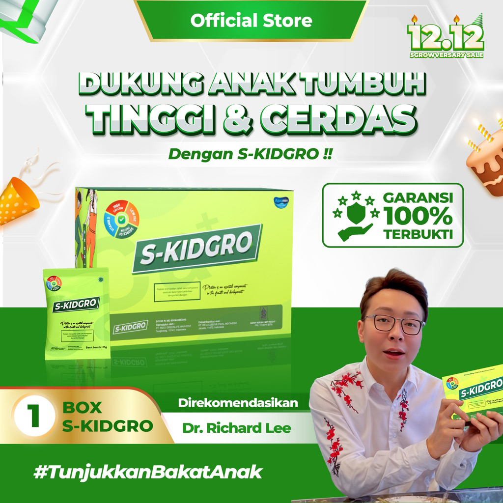 S-KIDGRO 1 BOX – Susu Peninggi Badan Anak Usia 2–15 Tahun Tinggi Kalsium & DHA