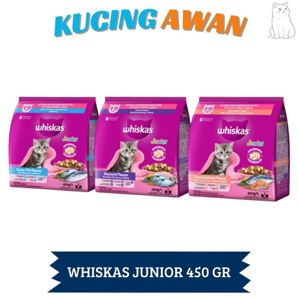 Whiskas Junior 450gram,makanan kucing kering