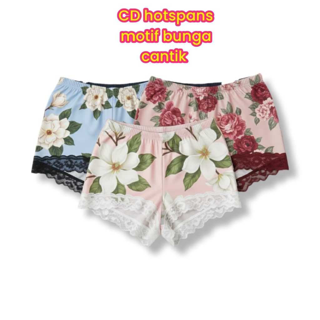 Celana Dalam Short Hotpants Wanita – CD Juve Renda Bunga Jumbo Paket 3/6/12PCS Boxer Pendek