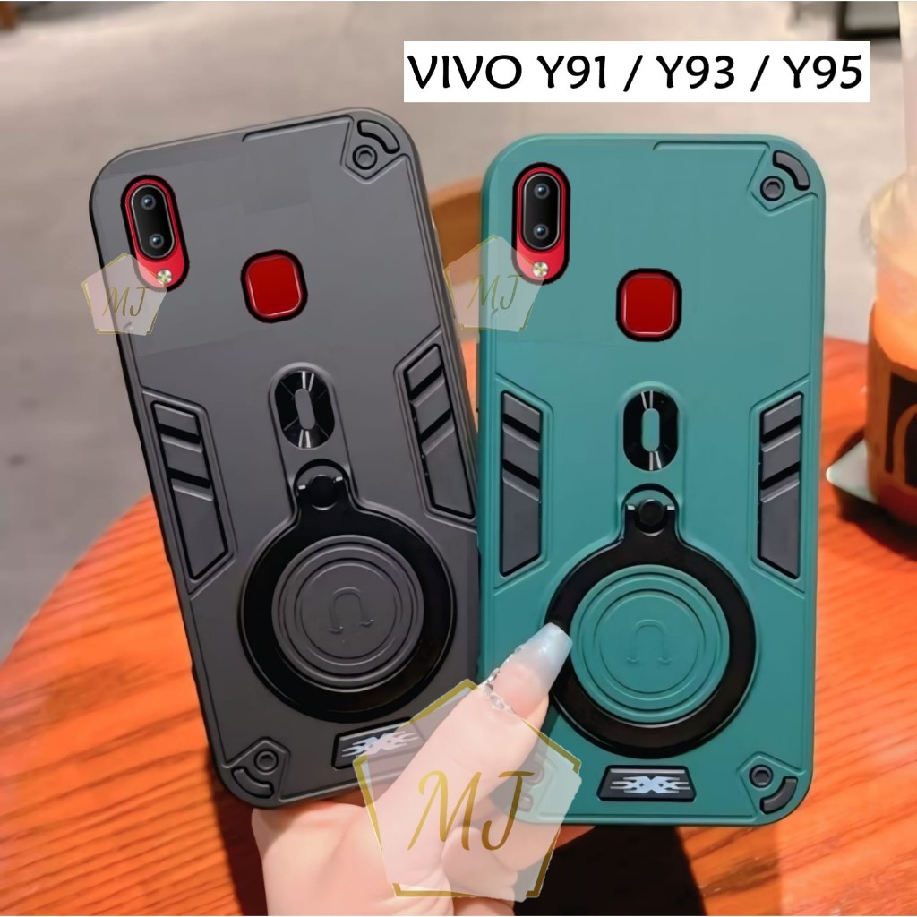 Casing Hp Vivo Y91 / Vivo Y93 / Vivo Y95 Case Robot Fiber Ring 360 Ring Case Pro Camera Cover Handph
