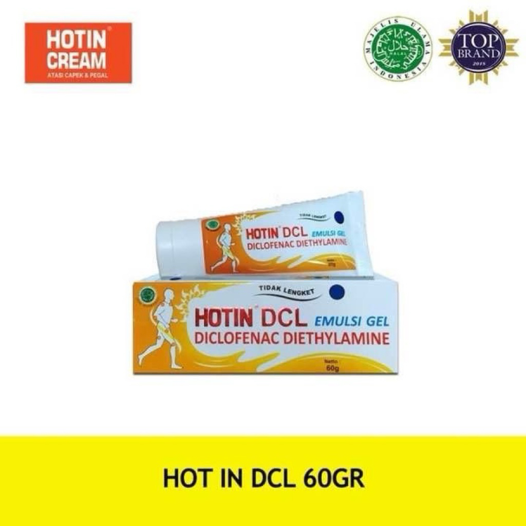 Hotin DCL Gel 60gr - Hot in DCL Emulsi Gel 60 gr Pereda Nyeri Sendi, Rematik, Memar, Anti Inflamasi