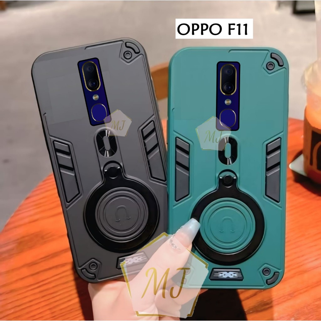 Casing Hp Oppo F11 Case Robot Fiber Ring 360 Ring Case Pro Camera Cover Handphone