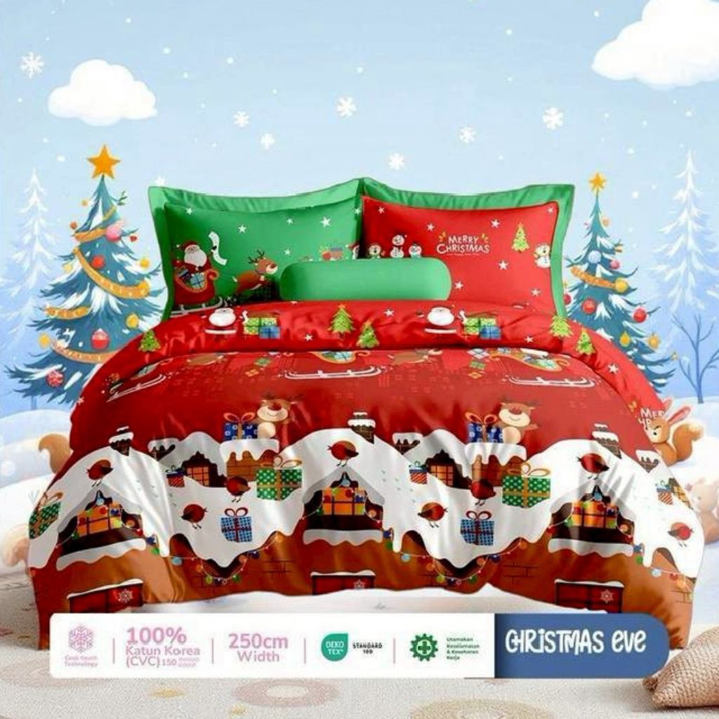 Bedcover Dan Sprei Motif Nuansa Natal Santa Claus
