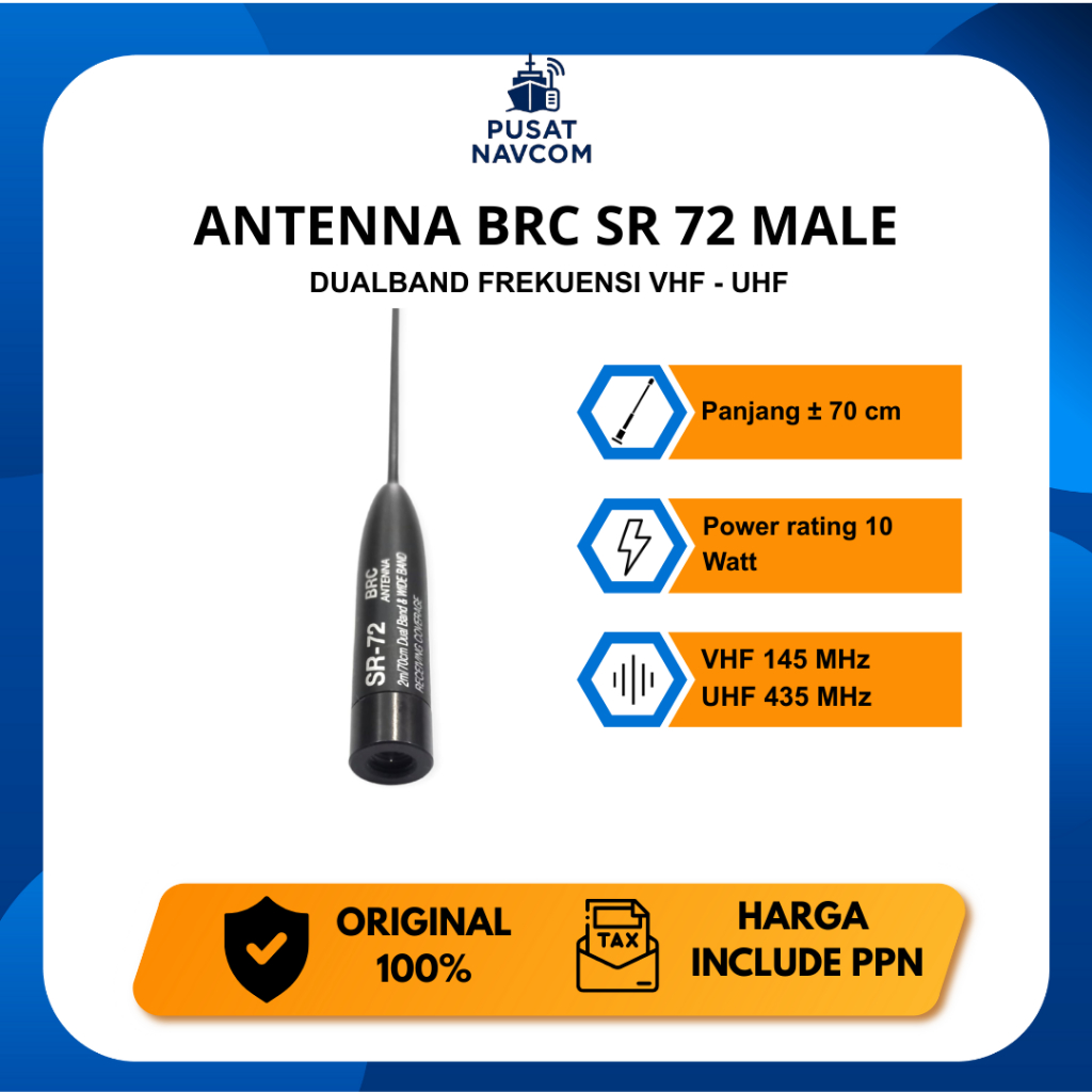 Antenna BRC SR 72S Male/SR72 BNC Dualband VHF UHF Original