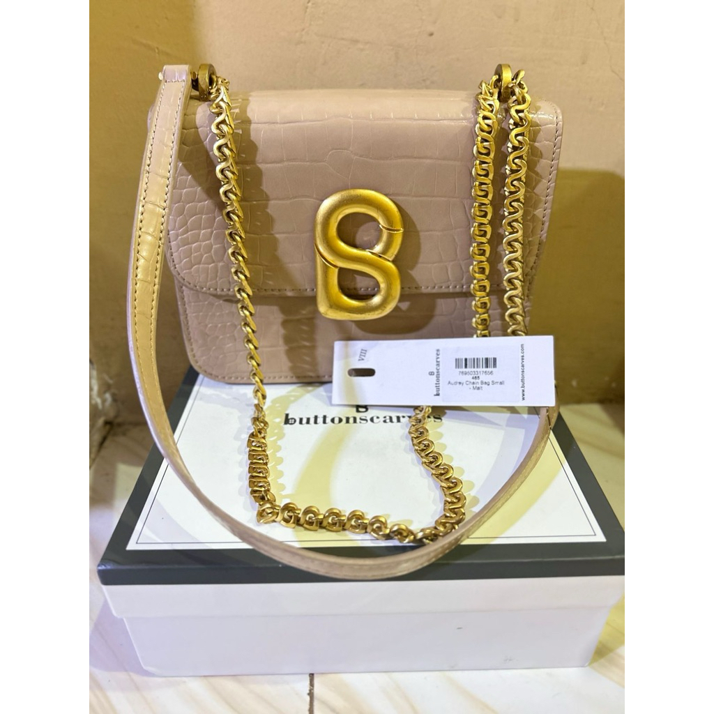 Preloved Buttonscarves heidy phone & alma bag emily paris Putih medium