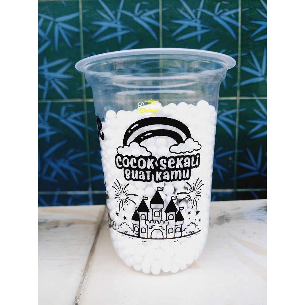 Betterbuys.Co Gelas Cup Minuman Motif Pop Ice 14Oz 16Oz Oval Datar / Pop Ice / Bubuk Minuman / Boba