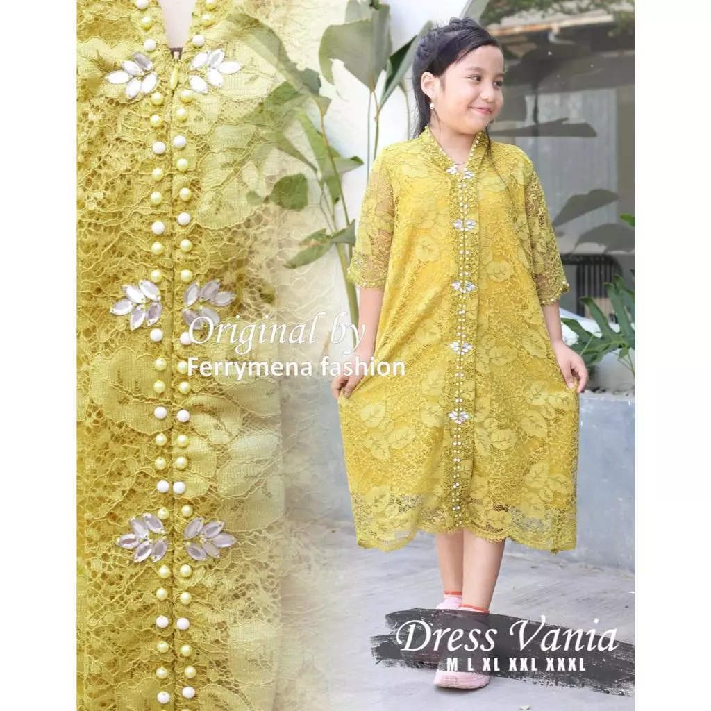 Dress Anak Daisy 1-9th Brokat Tulle Tile Bordir Glitter / Dres Pesta anak Mewah / baju pesta anak tu