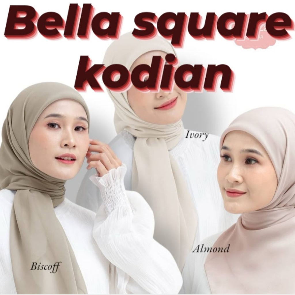 HIJAB SEGIEMPAT BELLA SQUARE POLLYCOTTON (20 PCS/KODIAN)