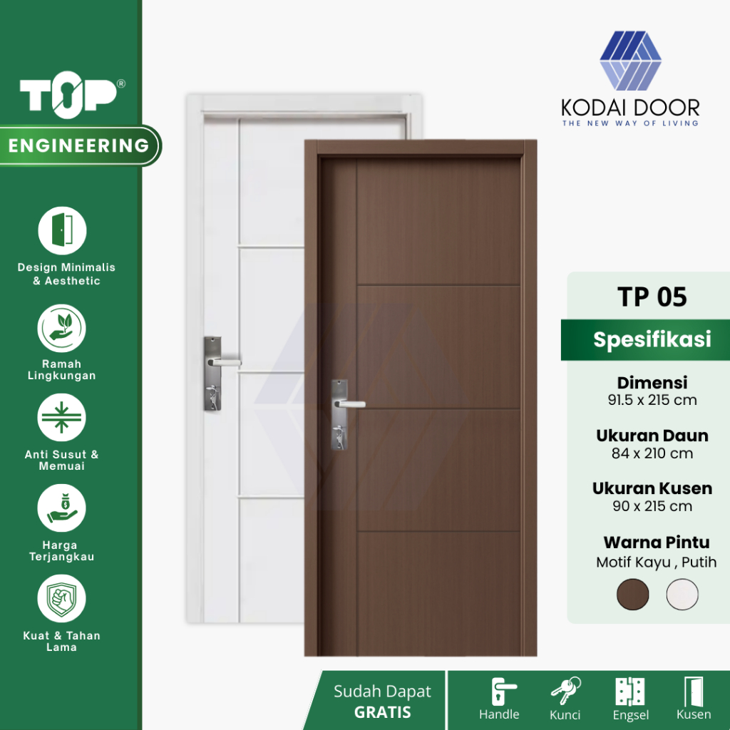 NEW TP SERIES - TOP ENGINEERING DOOR / TP 05 /  PINTU KAMAR TIDUR / PINTU KAYU ENGINEERING / PINTU E