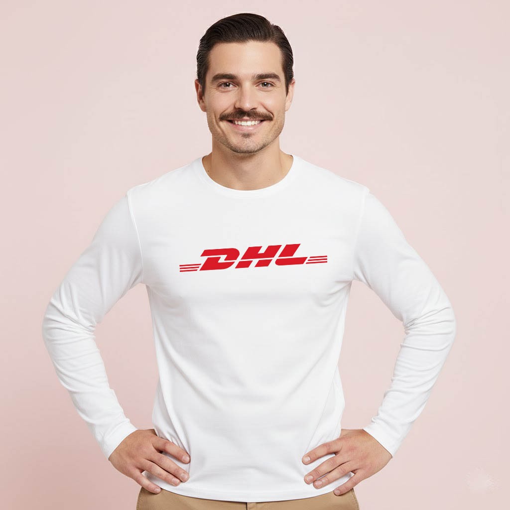Kaos Lengan Panjang DHL Global shipping Unisex Cotton Combad Premium T-SHIRT