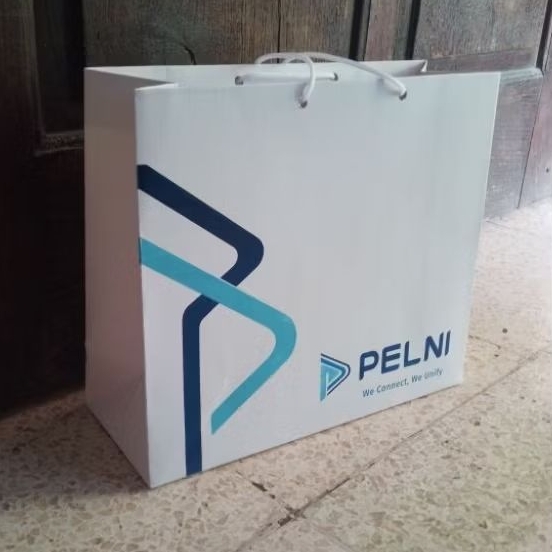 Paper bag Custom / Tas kertas Ivory Glossy Sablon Custom Free Design Uk P30cm L8cm T26cm