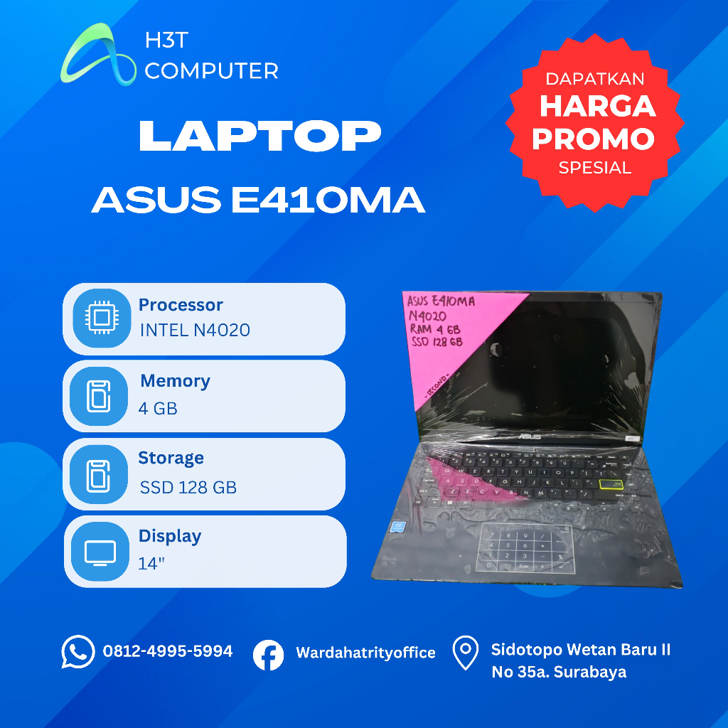 ASUS E410MA INTEL N4020 RAM 4 GB SSD 128 GB 14 INCH/4481 (NAVY)