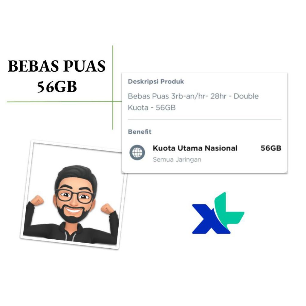BEBAS PUAS 56GB 28HARI - PAKET DATA XL - KUOTA XL