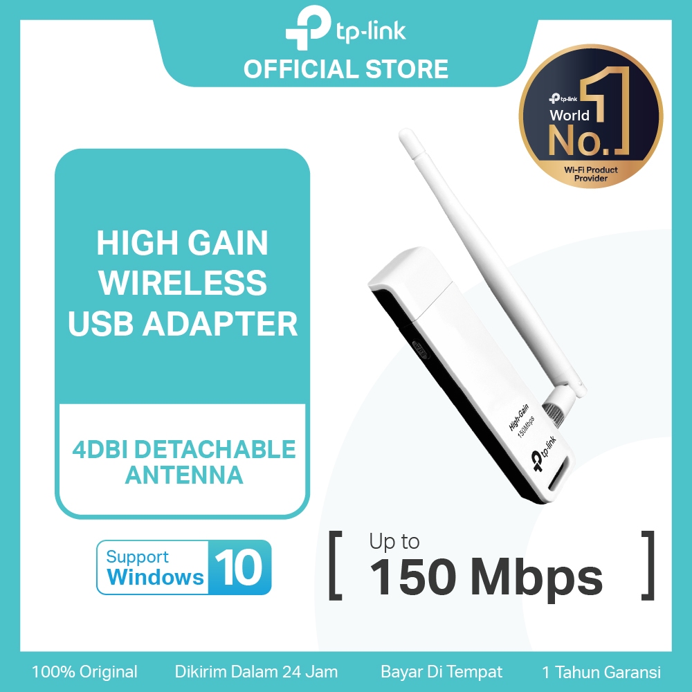 TP-Link TL-WN722N | 150Mbps WiFi Adapter | Wireless USB Adapter |  High Gain | Dongle WiFi | PC MAC