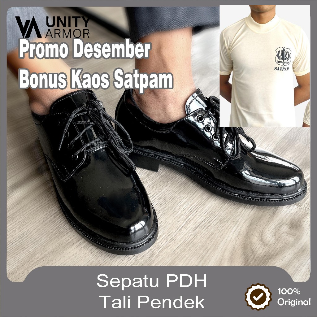 Sepatu PDH Pendek Tali TNI Mengkilap Pria. Sepatu Pantofel Pendek Tali Pria. Sepatu PDH Satpam tali 
