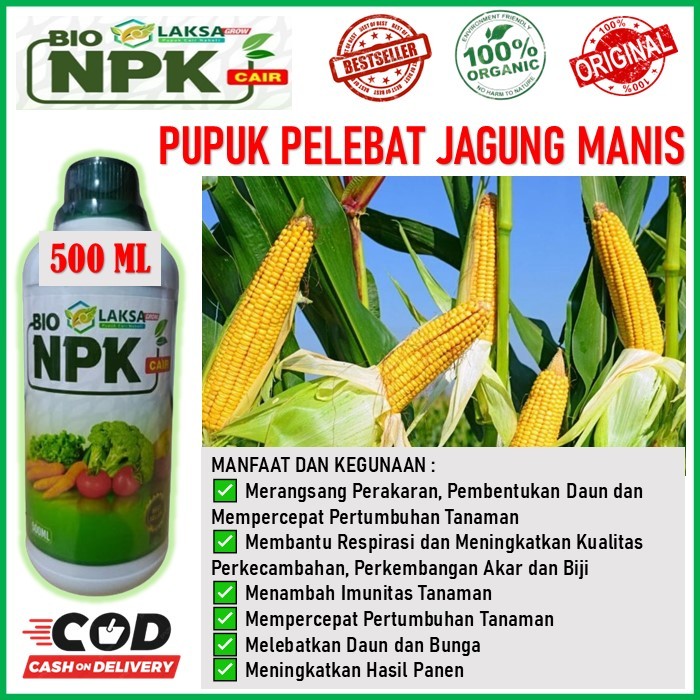 NPK Laksa Grow pupuk pelebat jagung - pupuk organik cair memperbanyak jagung - obat semprot untuk pe