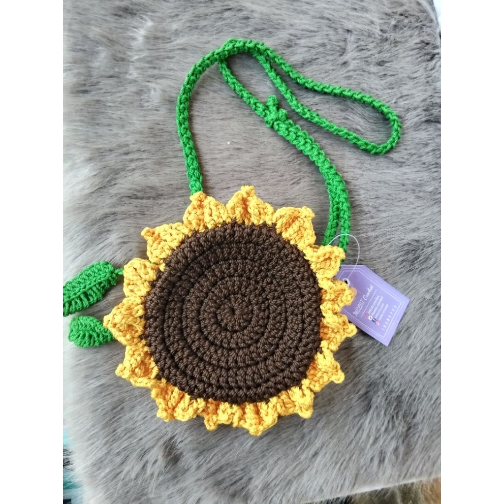 tas selempang bunga matahari tas rajut handmade tas anak-anak