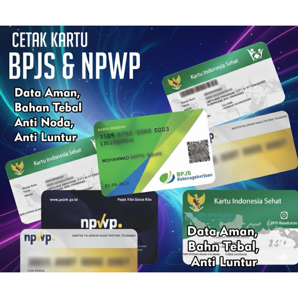 CETAK KARTU NPWP BPJS KIS, BPJS Ketenagakerjaan & NPWP BAHAN PVC MURAH, CEPAT DAN BERKUALITAS