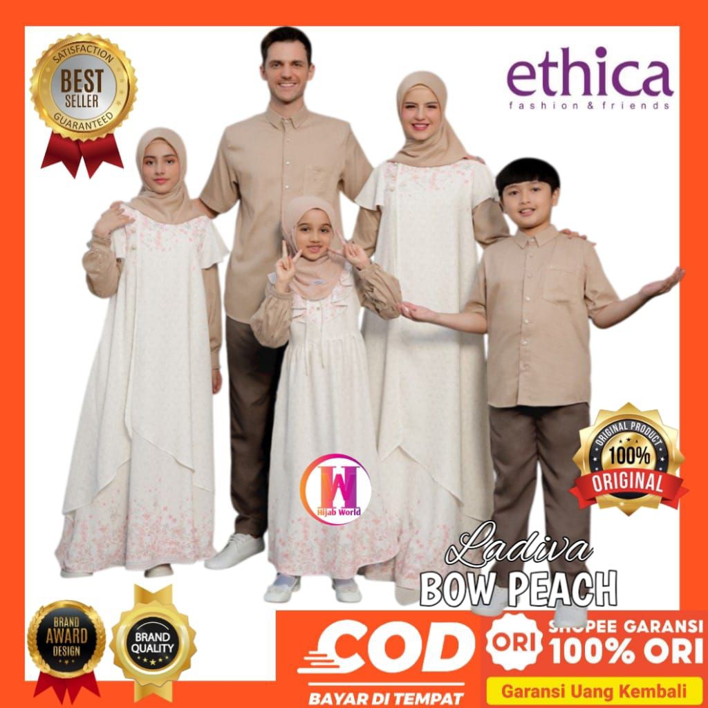 ETHICA Sarimbit 2026 Ladiva Bow Peach Sarimbit Ethica 2026 - Sarimbit Keluarga 2026 -  Sarimbit Leba