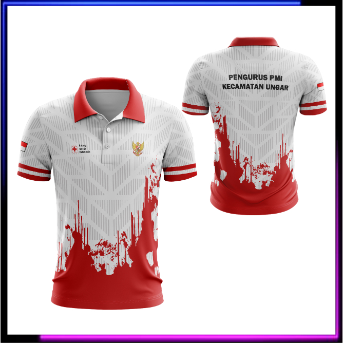 KAOS PMI JERSEY PMI WANGKI PMI PANJANG KAOS KERAH PALANG MERAH INDONESIA BISA GANTI TULISAN BELAKANG