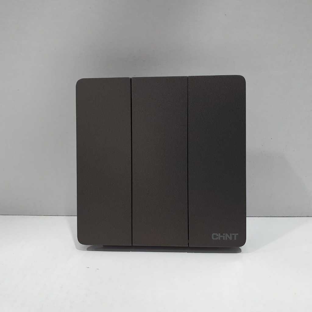 Chint Saklar Lampu Rumah Estetik Tanam 3 Tombol Putih Abu Gold