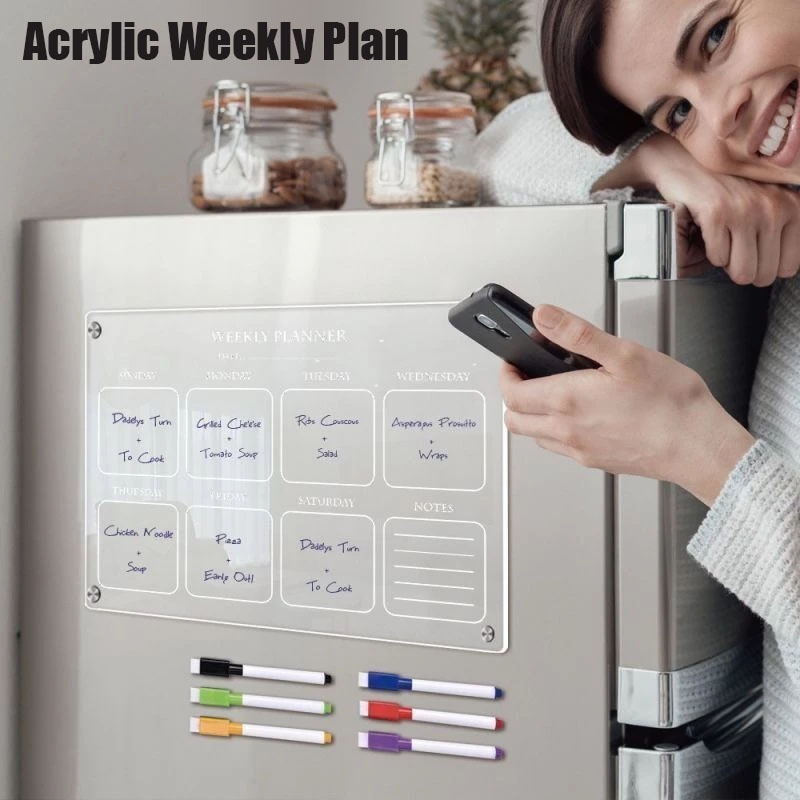 Weekly Monthly Planner Board Bening Transparan Schedule Board Magnetic Wall Planner Board Acrylic
