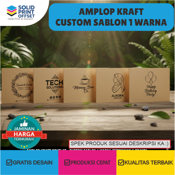 [CUSTOM] Amplop Coklat Kraft Custom Sablon 1 Warna – Ukuran A4,A5,A6,A7,A8 | per nikahan dan event