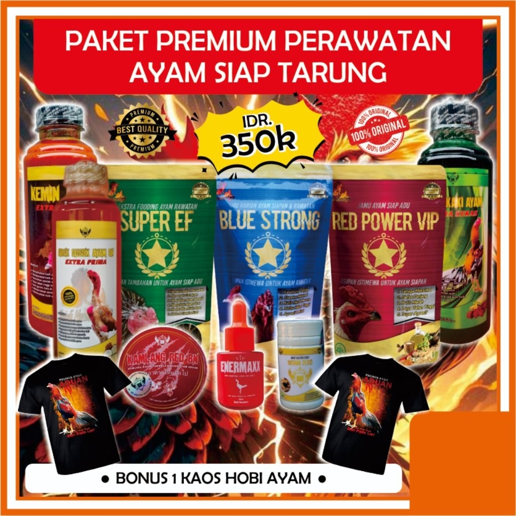 (Bonus T-shirt 1 pcs) PAKET PREMIUM RAWATAN AYAM SIAP ADU Rawatan maksimal Siap adu