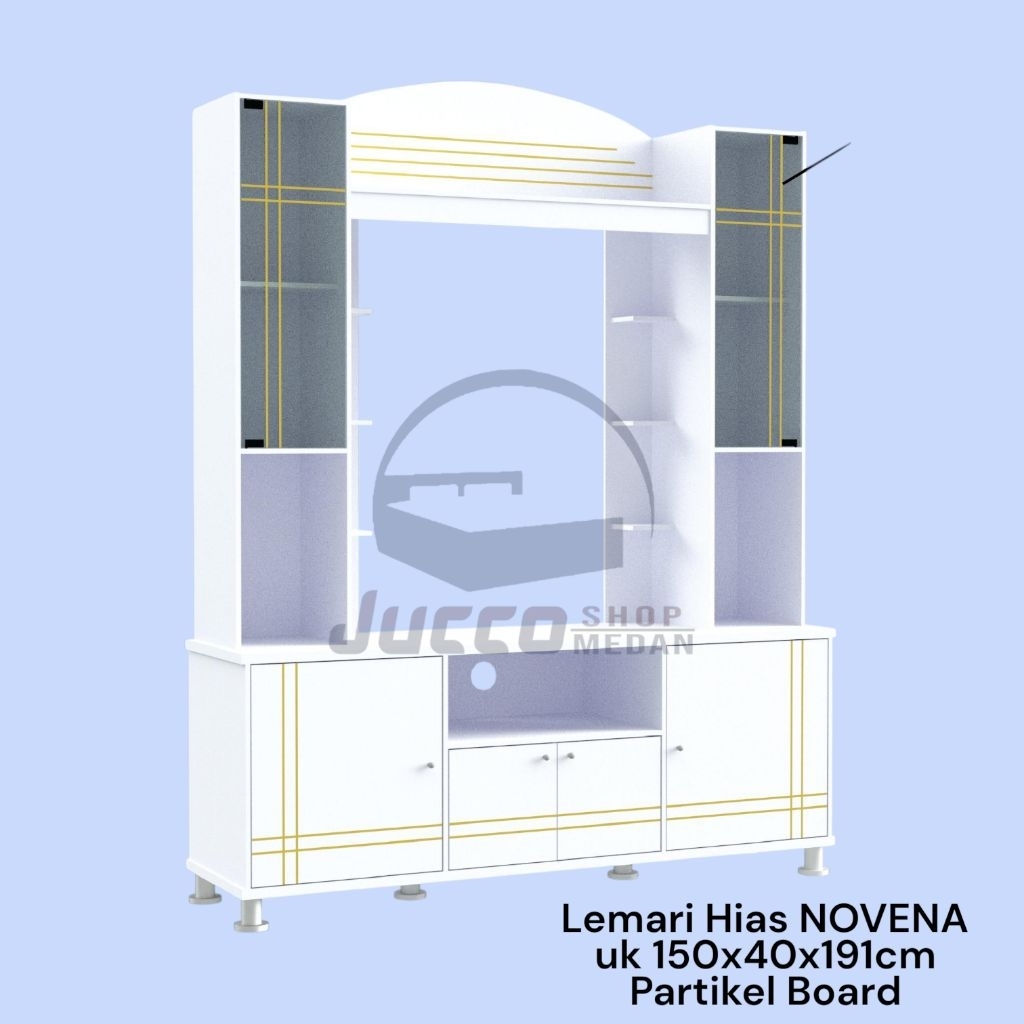 [ JUCCO ] Lemari Hias Minimalis Putih 150cm - Lemari Hias TV Murah - Buffet TV putih - Buffet Lemari