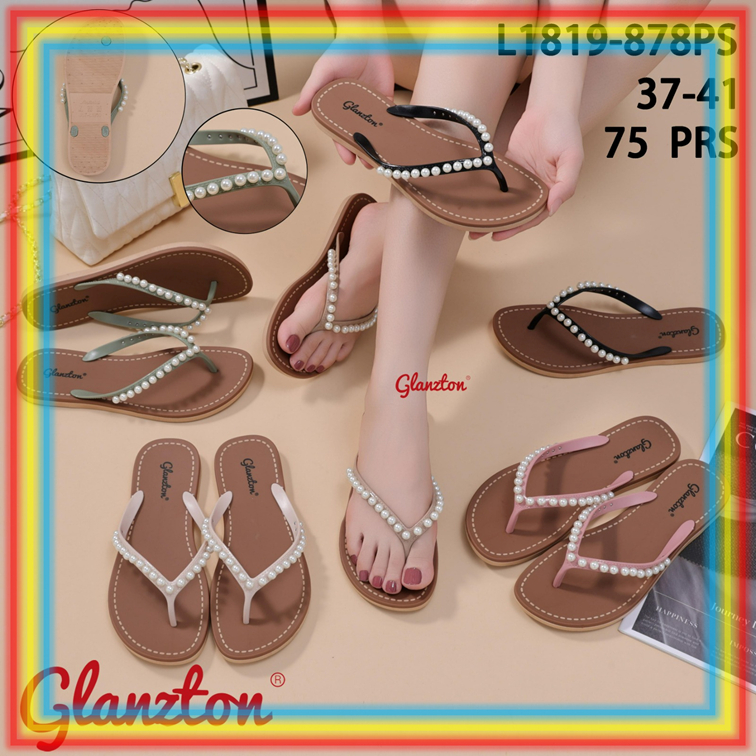 L1819-878PS Sandal Jepit Jelly Wanita Motif Mutiara Glanzton Sendal Jepit Cewek Karet Glanzton