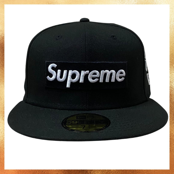 Topi New Era x Supreme Jerseys Box Logo Black 59FIFTY Fitted Hat Original